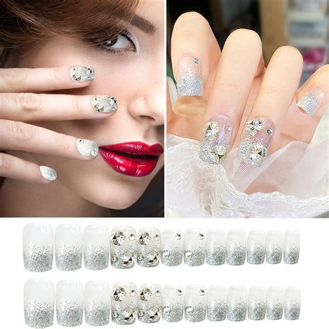 Cptfadh Fake Nails False Short Cover And Nails With Glue Pcs Tip For