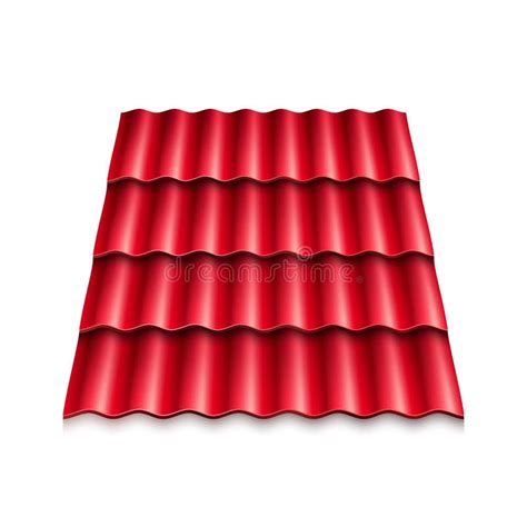 Red Corrugated Roof Tile Modern Roof Coverings Stock Vector