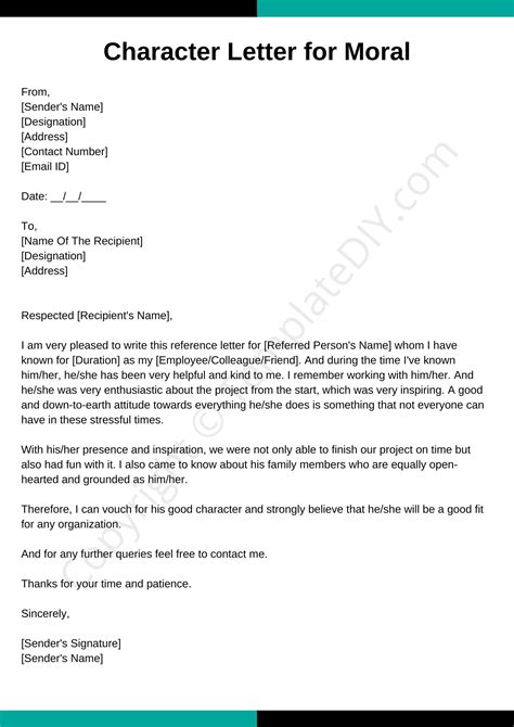 Good Moral Character Letter Template