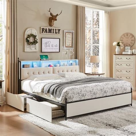 Amazon T Tream Farmhouse Queen Size Bed Frame With Storage