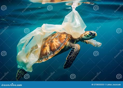 Turtle Trapped In Plastic Garbage Floating In The North Pacific