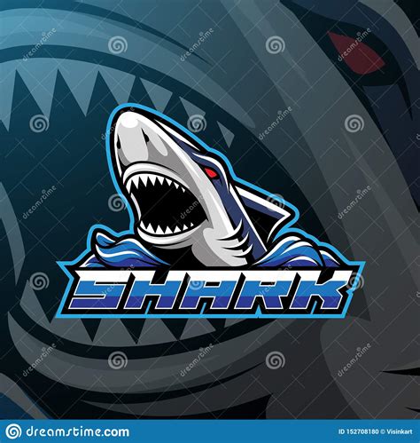 Shark Sport Mascot Logo Design Stock Vector Illustration Of Hunter