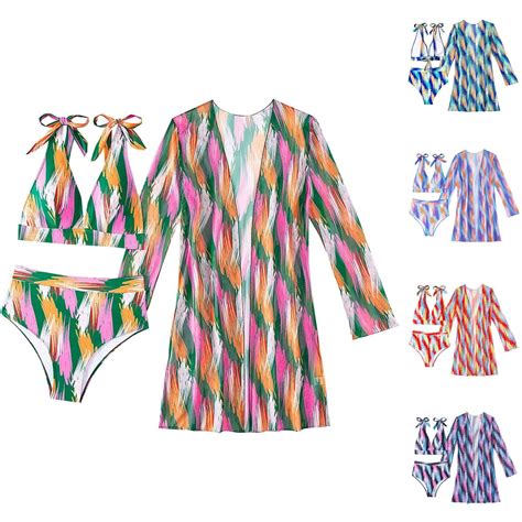 VBTAPA Women S Summer Bikini Kimono Bathing Suit Tropical Floral Printed High Waist Thong