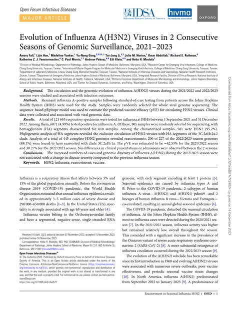 (PDF) Evolution of Influenza A(H3N2) Viruses in 2 Consecutive Seasons ...