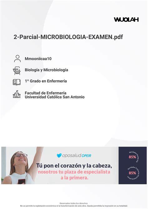 Biolog A Y Microbiolog A Parcial Microbiologia Examen Mmooniicaa