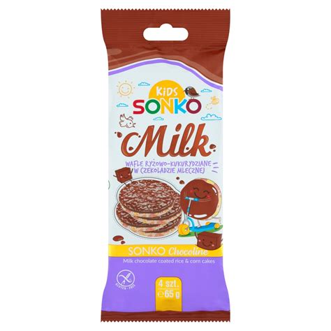 Sonko Kids Wafle ryżowo kukurydziane w czekoladzie mlecznej 65g albo24 pl