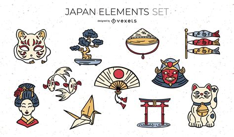 Japanese Elements Illustration Pack Vector Download