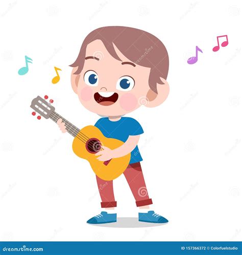 Happy Guy With Ukulele Cartoon Character Vector Illustration