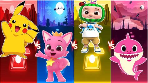 Pika Pika Pikachu Vs Cocomelon Vs Baby Shark Vs Pinkfong Tiles Hop