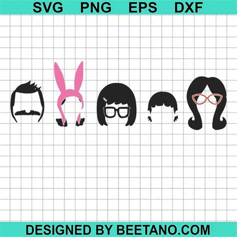 Belcher family Bob's Burgers SVG, Bob's Burgers characters SVG PNG DXF EPS | Bobs burgers ...