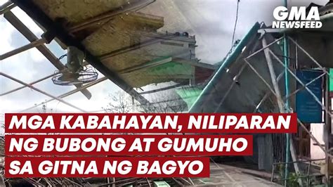 Mga Kabahayan Niliparan Ng Bubong At Gumuho Sa Gitna Ng Bagyo Sa