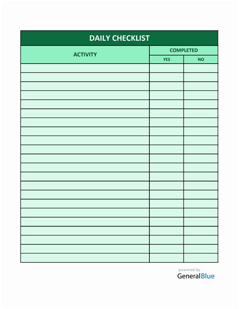 Excel Checklist Template