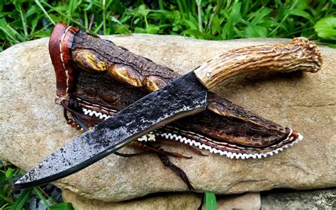 Deer Antler Handle With Samwill Blade Steel Hunting Knife With Turtle