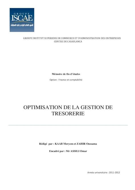 Pdf Optimisation De La Gestion De TrÃ©sorerie 1pdf Dokumentips