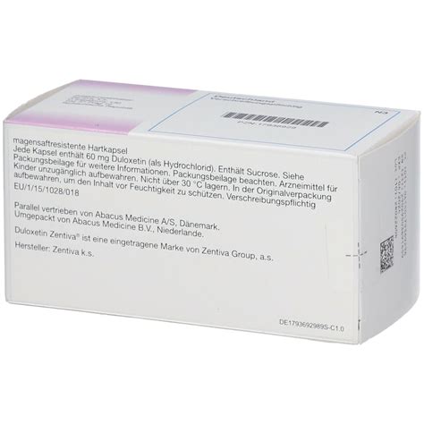 DULOXETIN Zentiva 60 Mg Magensaftres Hartkapseln 98 St Mit Dem E Rezept