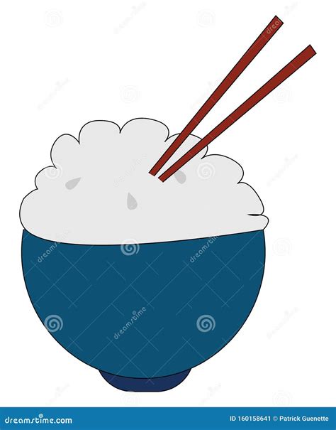 Clipart De Un Bol De Arroz Con Dos Espátulas De Madera Vectorial O