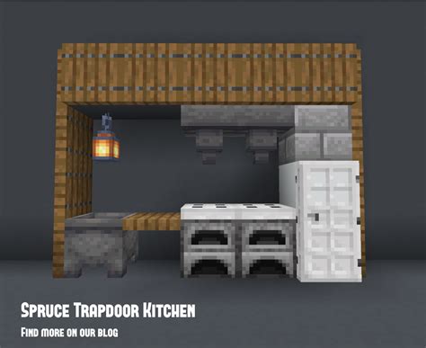 Spruce Trapdoor Kitchen in Minecraft