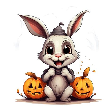 Premium AI Image | Spooky Bunny A HalloweenInfused Cartoon on a White ...