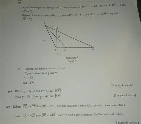 Solved 10 Rajah 7 Menunjukkan Segi Tiga ABC Diberi Bahawa AP PB 1 3