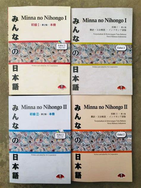 Paket 4 Buku Minna No Nihongo 1 Dan 2 Versi Jepang Dan Terjemah Ukuran