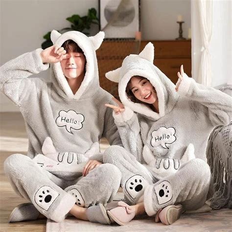 Cute Couple Pajamas Wolf Style Couple Pajamas Matching Pajamas