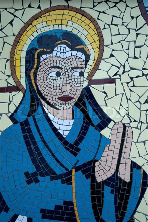 Virgin Mary Mosaic Made Of Glazed Ceramic Tiles Stock Image Colourbox