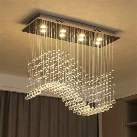 Moooni Modern Rectangle Crystal Ceiling Lights Flush Mount Lights