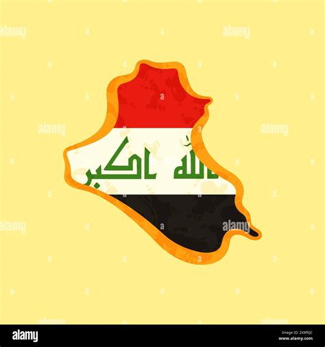 Map Of Iraq Colored With Iraqi Flag And Marked With Golden Line In