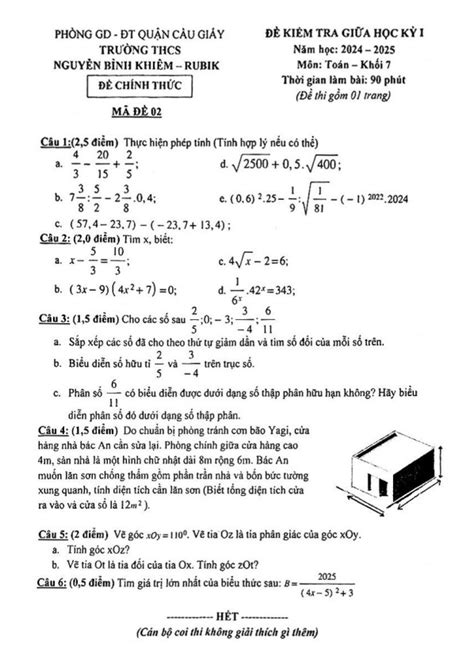 De Giua Hoc Ky 1 Toan 7 Nam 2024 2025 Truong Thcs Nguyen Binh Khiem Ha