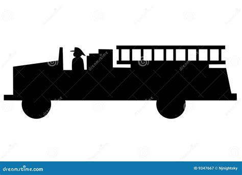 Fire Truck silhouette stock vector. Illustration of fireman - 9347667