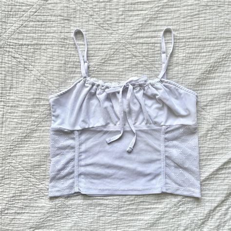 Glassons White Mesh Singlet Size Small Adjustable Depop