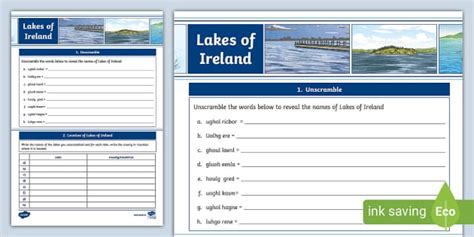 Lakes Of Ireland Activity Sheet Hecho Por Educadores