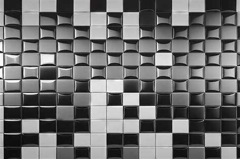 Premium Photo | Polished square black and white tiles