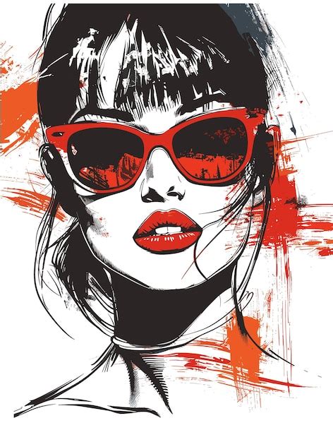 Bella Chica Con Gafas De Sol En Fondo Grunge Ilustraci N Vectorial