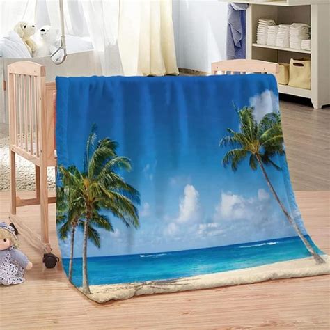 Couverture En Flanell 60x120cm Bord De Mer Doux Et Chaude Anti