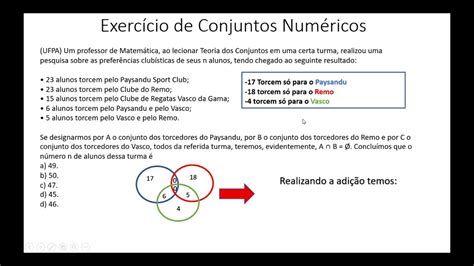 Matemática 1° E M Exercício Sobre Conjuntos Numéricos Youtube