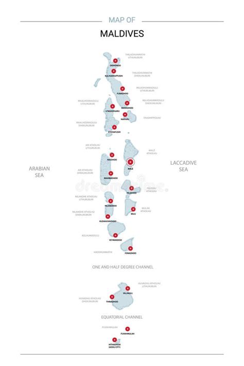 Vettore Della Mappa Delle Maldive Con Il Perno Rosso Illustrazione