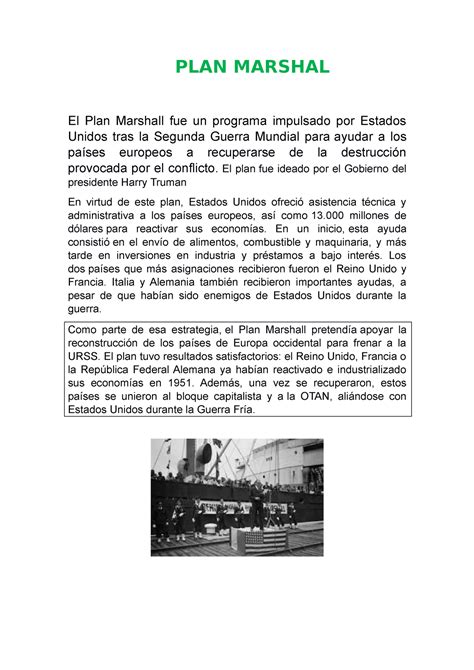 Plan Marshal Ta Bueno Plan Marshal El Plan Marshall Fue Un Programa