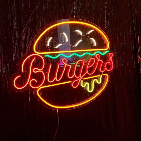 Burger Neon Sign Burger Led Sign Neon Bar Sign Wall Decor Wall Sign