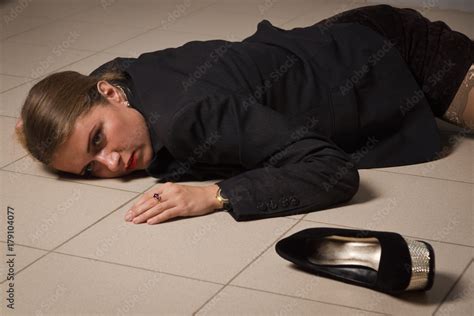 Crime Scene With Strangled Business Woman In Office Stock Photo Adobe