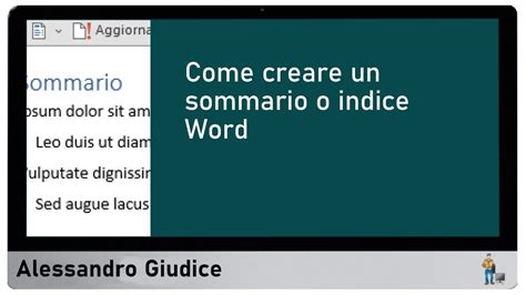 Come Creare Un Sommario O Indice Word YouTube