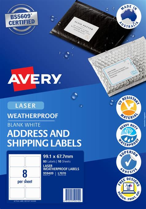 Avery Weatherproof Shipping Labels For Laser Printers 991 X 677mm