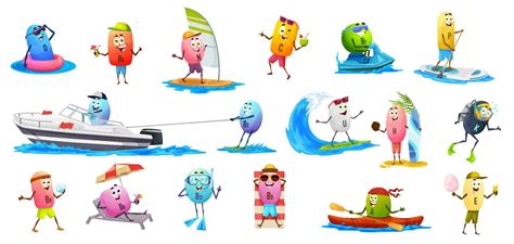 Cartoon Vitamin Characters On Summer Vacation 25432739 Vector Art At