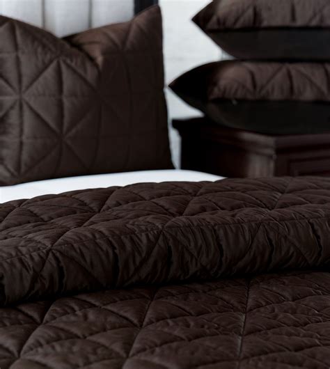 Cocoa Brown Quilted Velvet Coverlets And Shams De Medici Nova White