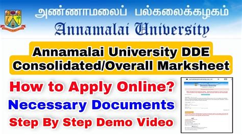 Annamalai University Dde What Is Consolidated Marksheet How To Apply