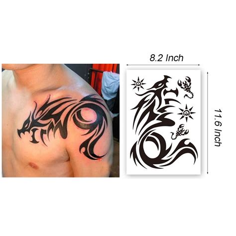 Tribal Dragon Totem Temporary Tattoos 6 Sheets Of Big And Small Dragon