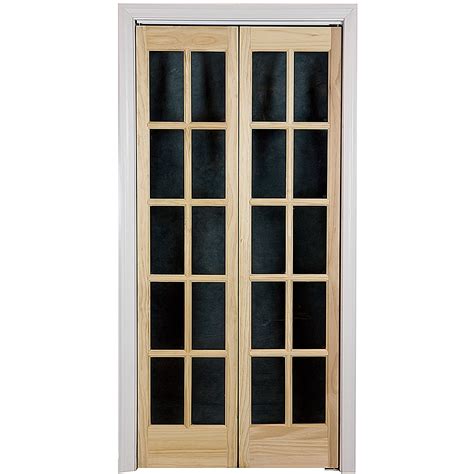 Awc Model 527 Traditional Divided Light Glass Bifold Door 36wide X 80high Unfinished Pine