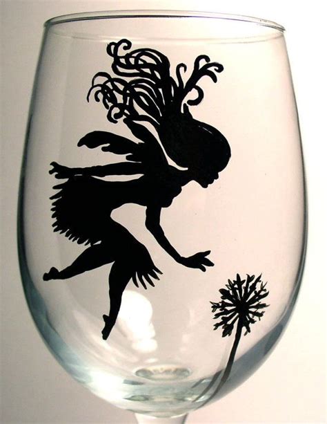 Hand Painted Fairy Wine Glass Silouette With By Funkyglass On Etsy Hand Painted Wine