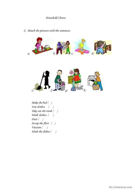 Household Chores General Gramma… English Esl Worksheets Pdf And Doc