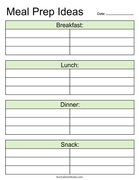 Meal Plan Chart Template